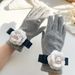 2021 Autumn/Winter Designer's Small Fragrant Wind Ribbon Camellia Wool Cashmere Split Finger Gloves_viptrois.com