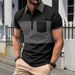 Men's Clothing Casual POLO Shirt Pocket Button Long Placket Lapel Striped Color Matching Splicing T Shirt_viptrois.com