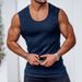 Men's Clothing Knitted Thick Striped Fitness Sports Vest Summer Solid Color Wide Shoulder Casual Fashion _viptrois.com