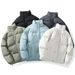 Winter Stand-up Collar Cotton-padded Jackets For Men, Thick And Warm Bread Jackets, Loose And Large-sized Couple Solid-colored Cotton-padded Jackets_viptrois.com
