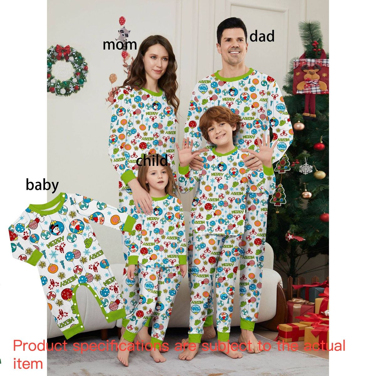 Christmas Deer Snowman Snowflake Christmas family dress printed homewear pajamas_viptrois.com