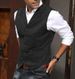 Men's Wool Blend Waistcoat – Slim Fit British Herringbone Vest With Notched Lapel (M-3XL, Acrylic-Wool, Business Casual, Black/Navy/Charcoal)_viptrois.com