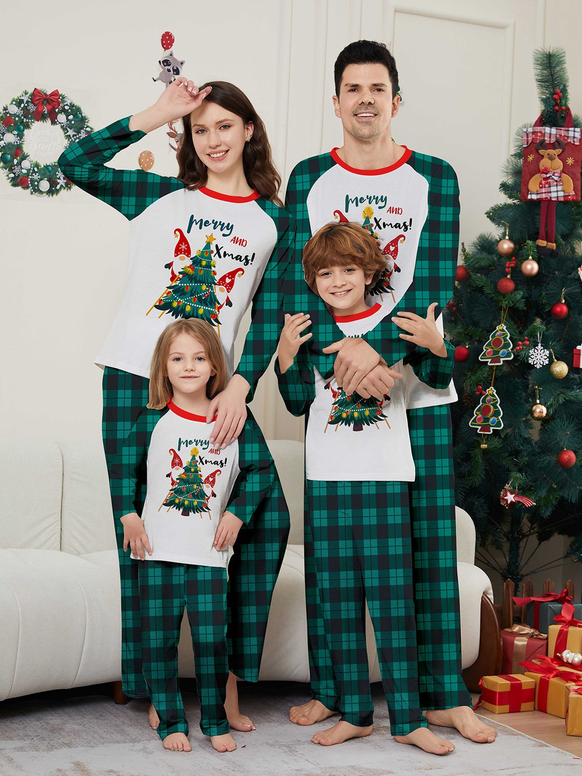 Christmas Santa letter Christmas tree Christmas family suit printed homewear sleep_viptrois.com