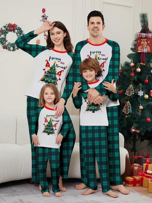 Christmas Santa letter Christmas tree Christmas family suit printed homewear sleep_viptrois.com