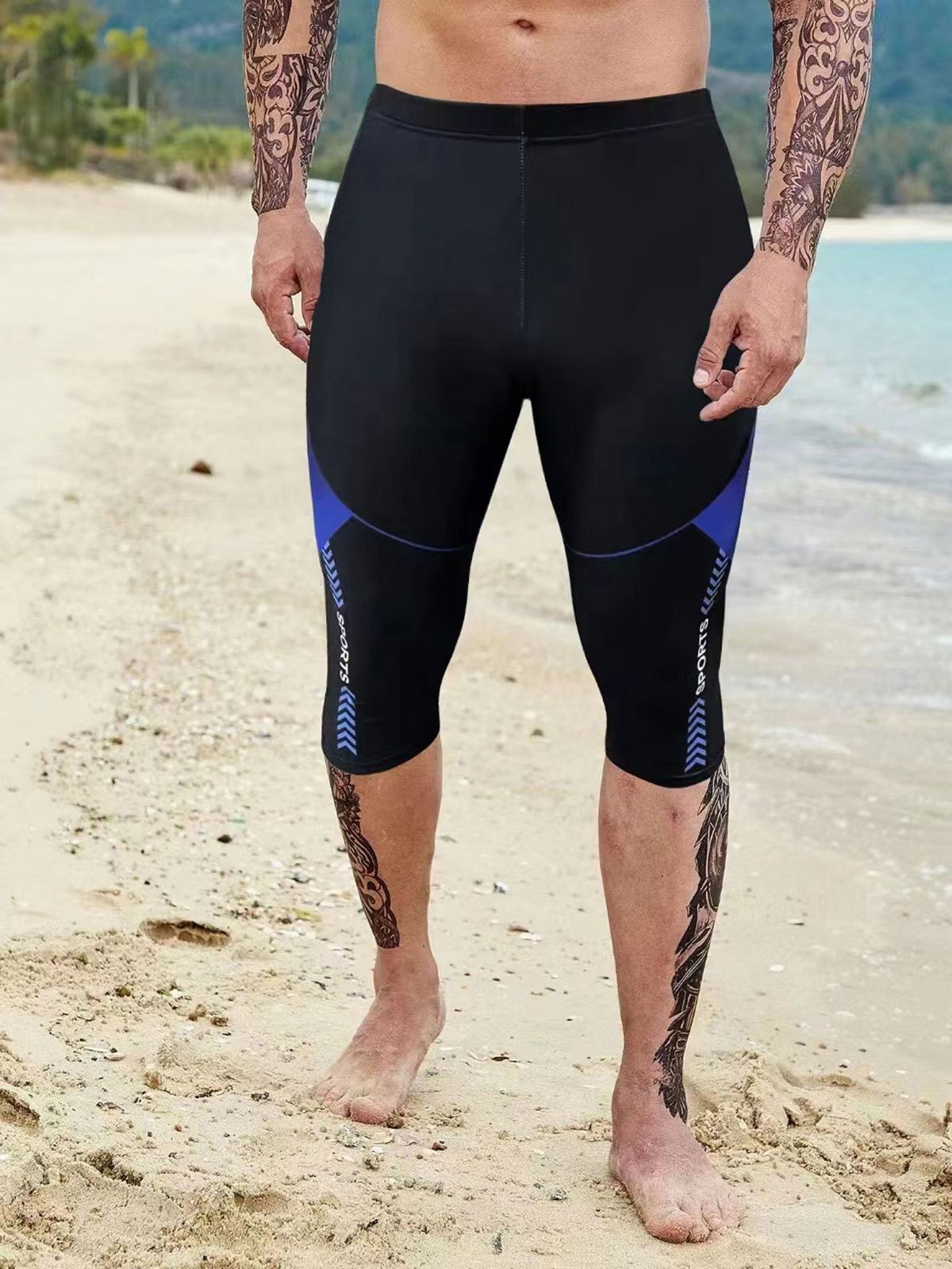 New cross-border foreign trade men's swimming training running beach high-waisted multi-color large size multi-functional sports shorts_viptrois.com