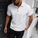 Men's Classic -Style Polo Shirt – Breathable Jacquard Knit, Short-Sleeve Business Casual Top (S-XXXL, Poly-Cotton Blend, Solid Colors, Split Hem)_viptrois.com