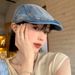 Spring Autumn Washed Denim Forward Large Head Circumference Face-Slimming Beret Japanese And Korean Versatile Newsboy_viptrois.com