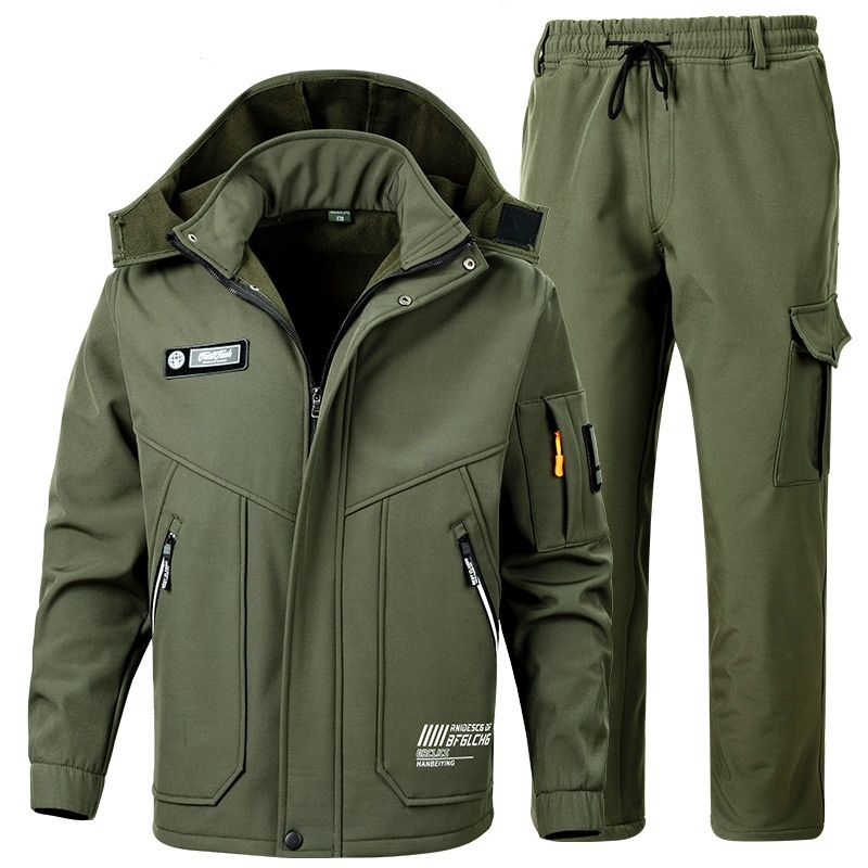 A Set Of Thickened And Fleece Windproof And Waterproof Outdoor Cold-proof And Warm Work Clothes For Both Men And Women In Autumn And Winter_viptrois.com