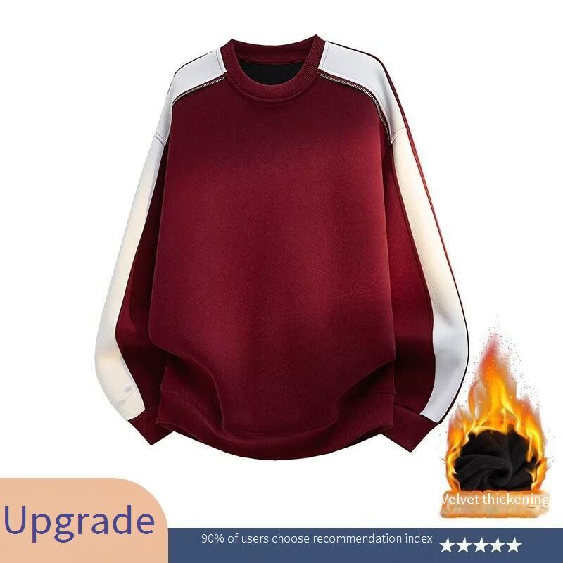 Streetwear Heavyweight Fleece Hoodie – Oversized Color-Block Pullover (M-3XL, Unisex, Winter Warm, Drop Shoulder, Brushed Lining, 230GSM)_viptrois.com