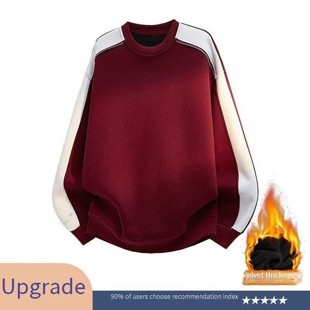 Streetwear Heavyweight Fleece Hoodie – Oversized Color-Block Pullover (M-3XL, Unisex, Winter Warm, Drop Shoulder, Brushed Lining, 230GSM)_viptrois.com