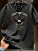 Summer Washed Cotton T-Shirt, Men's Aviator Elite Eagle Print, Luxury Casual Style, Oversized Tee_viptrois.com