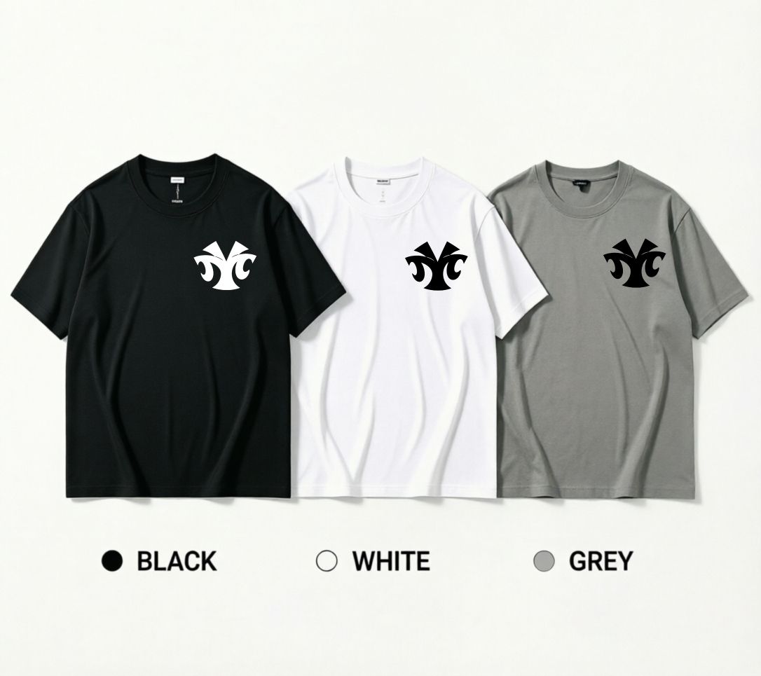 3 Pack Men's Oversized T-Shirts, 100% Cotton Crew Neck Casual Tees, Relaxed Fit Abstract Tribal Logo Basic Tops, Black White Grey_viptrois.com