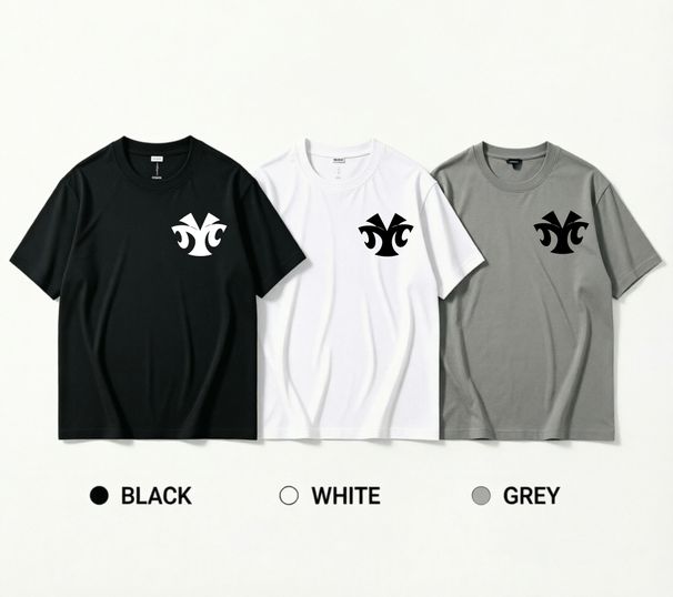 3 Pack Men's Oversized T-Shirts, 100% Cotton Crew Neck Casual Tees, Relaxed Fit Abstract Tribal Logo Basic Tops, Black White Grey_viptrois.com
