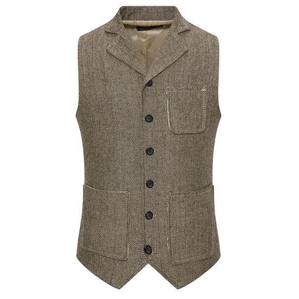 Men's Herringbone Single-breasted Vest Men's Suit Vest_viptrois.com