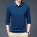 Fashion 2025 Long Sleeve Casual Solid Color Polo Turn-Down Collar T-Shirt Men's Business Base Shirt Light Mature Style_viptrois.com
