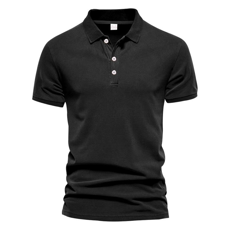 Men's Clothing Summer New Style Lapel Sports Men's Twill POLO Shirt Casual Men's Solid Color Short Sleeved T Shirt_viptrois.com