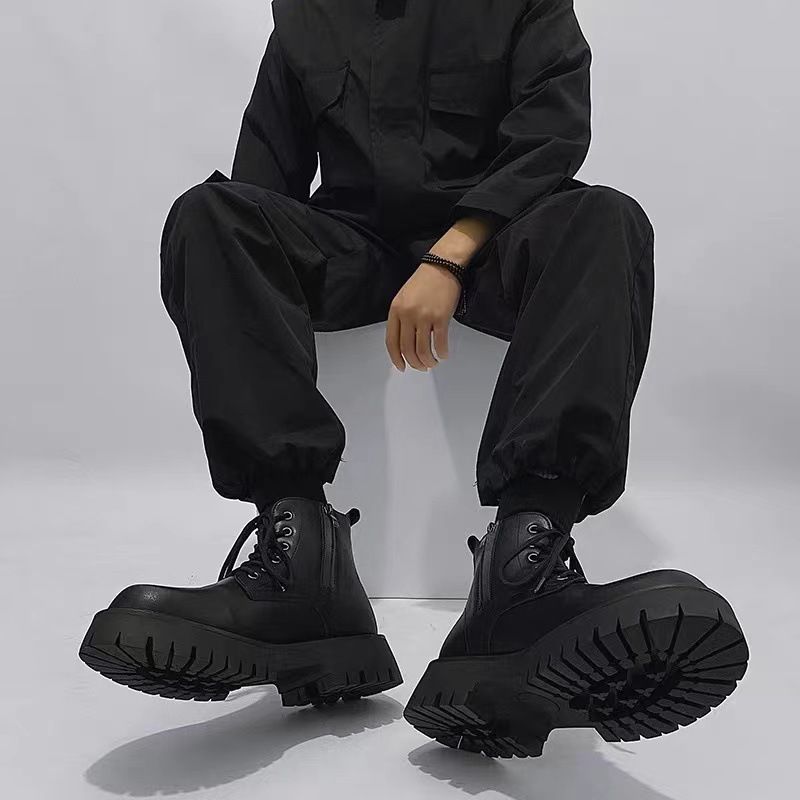 25Zipper Martin Boots Men's Spring And Autumn High-top British Retro Men's Ankle Boots_viptrois.com