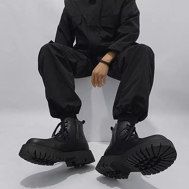25Zipper Martin Boots Men's Spring And Autumn High-top British Retro Men's Ankle Boots_viptrois.com