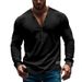 Cross-border New Men's Clothing Spring And Autumn American Solid Color Thin Long-sleeved T-shirt Casual Bottom Slim Button V-neck Cardigan Men_viptrois.com