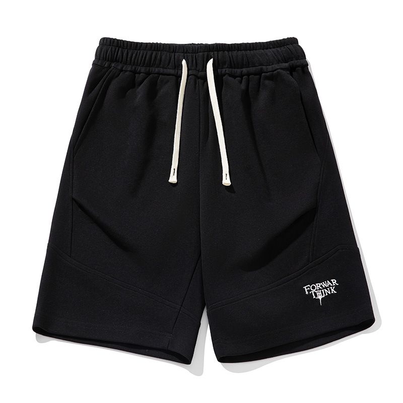 Men's Clothing Split Three Dimensional Pleated Casual Shorts Retro Texture Loose Letter Embroidered Sports Shorts_viptrois.com