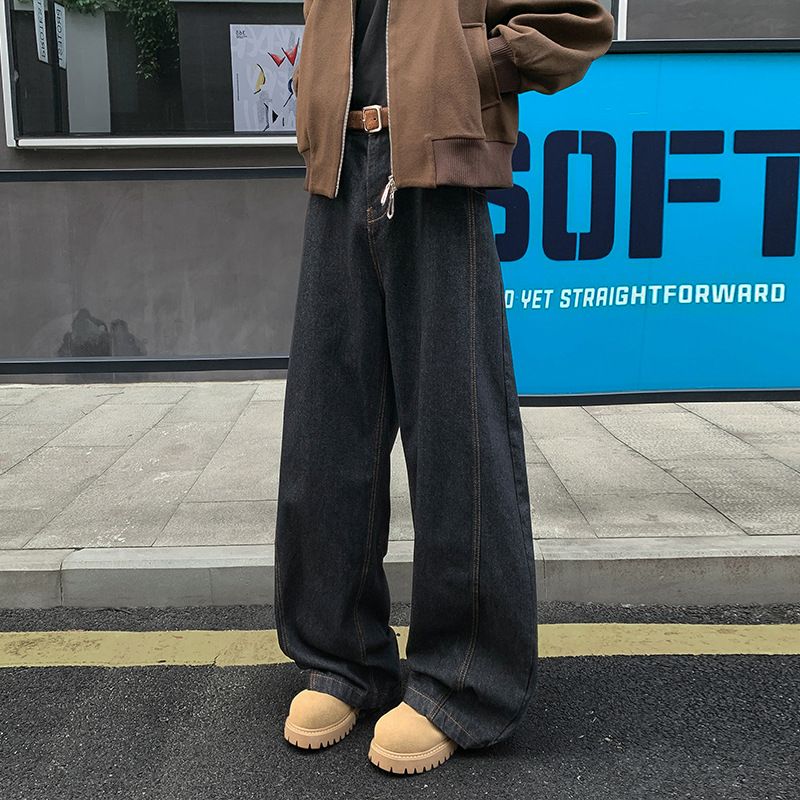 Vintage Jeans For Men, Autumn And Winter American Style Straight Loose Pants, Cool Trendy Brand Scimitar Wide-Leg Casual_viptrois.com
