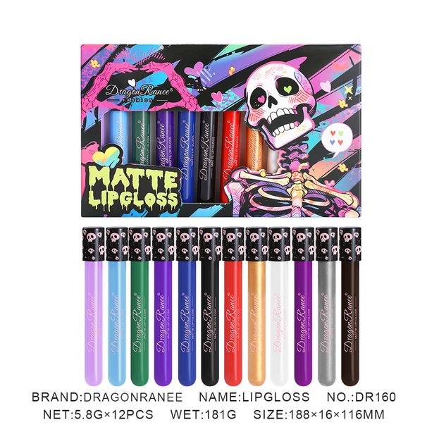 12-Color Vintage Matte Lip Color Set For Halloween Creative Makeup_viptrois.com