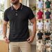 Men's Casual Short Sleeve Polo Shirt - Breathable Cotton Blend, Relaxed Fit, Solid Colors For Summer_viptrois.com