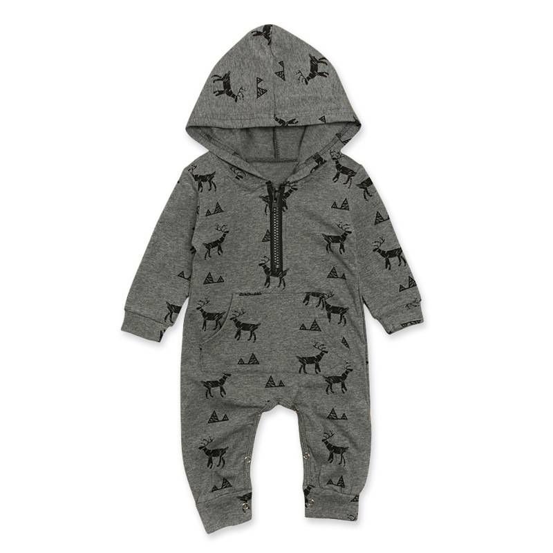 Children boys long-sleeved Christmas moose hooded onesie crawl suit Ha clothes children's Instagram_viptrois.com
