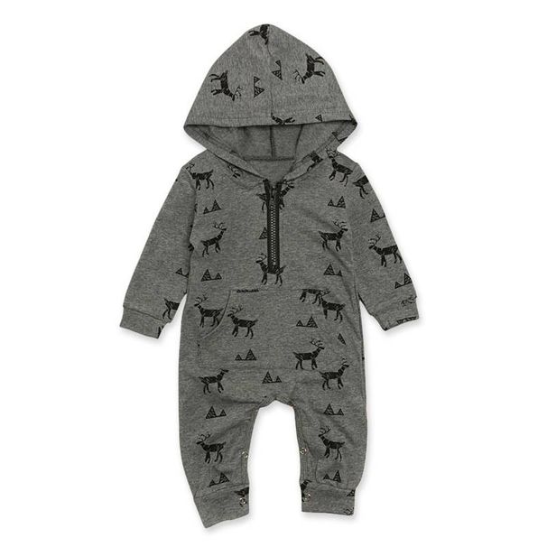 Children boys long-sleeved Christmas moose hooded onesie crawl suit Ha clothes children's Instagram_viptrois.com