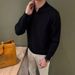 Premium Knit Polo Shirt For Men - Classic British Style Business Casual V-Neck Sweater With Ribbed Hem (White/Black/Brown)_viptrois.com