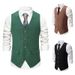 Men's Large Size Vest Business Dark Green British Slim Fit Suit Medieval Vest_viptrois.com