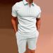 Men's Slim Fit Polo Shirt Set Short Sleeve Printed Zipper Lapel Pullover Casual Wear_viptrois.com