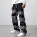 Men's Clothing Tassel Stitching Jeans Straight Through Wide Leg Pants Large Size Men's Jeans_viptrois.com