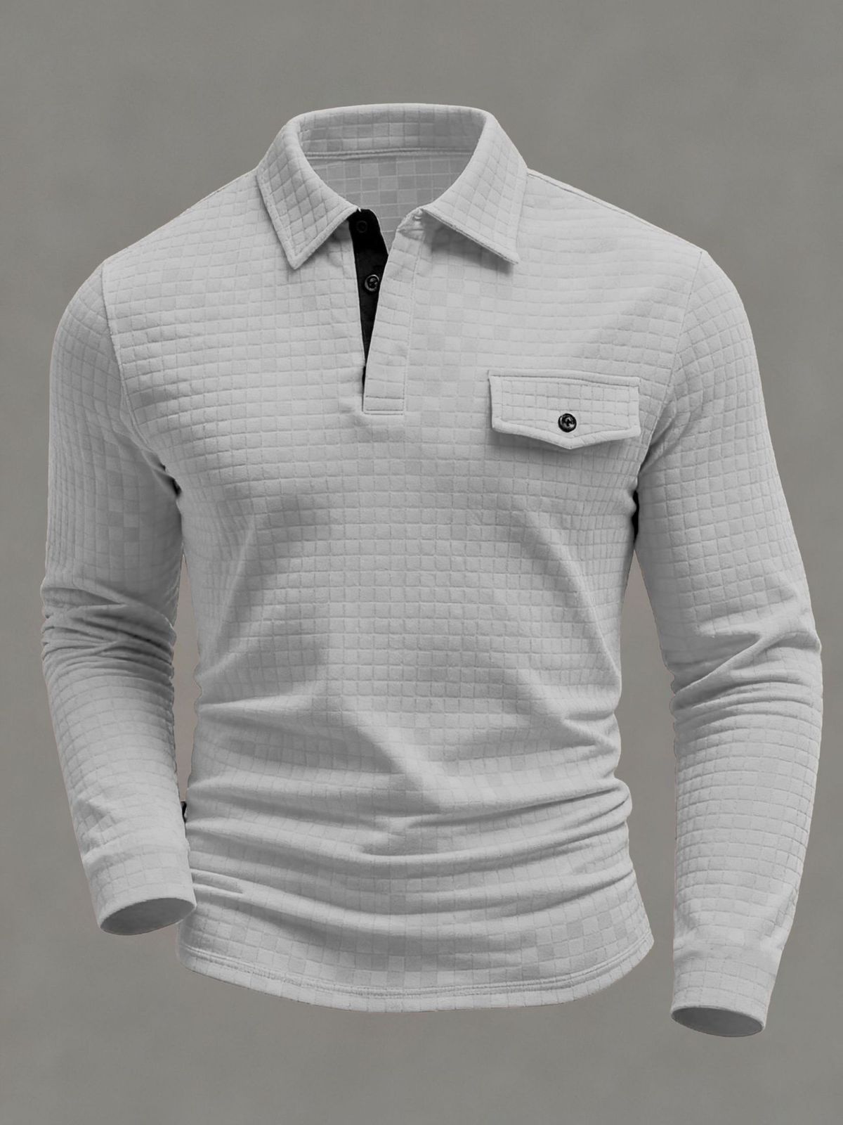 Breathable Checkered Polo Shirt – Button-Up Casual Top With Chest Pocket (Relaxed Fit For Work & Weekend)_viptrois.com