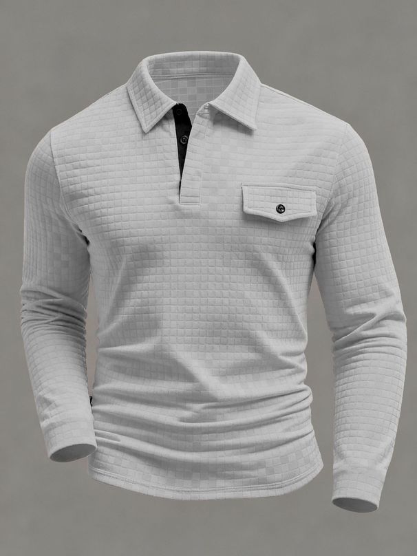 Breathable Checkered Polo Shirt – Button-Up Casual Top With Chest Pocket (Relaxed Fit For Work & Weekend)_viptrois.com