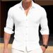 Men's Clothing Spring And Autumn New European And American Men's Large Size Solid Color Long Sleeved Shirts Waffle Casual Lapel Shirt Tops_viptrois.com