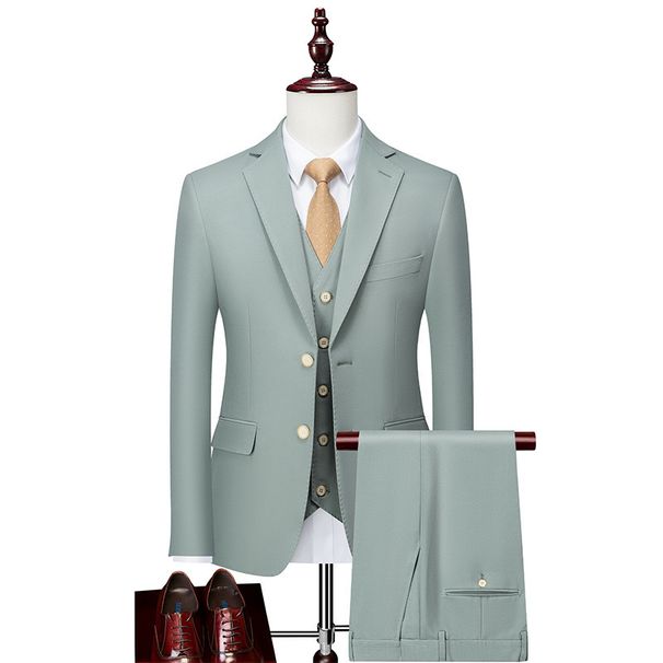 Men's Clothing Light Green Casual Studio Photo Shooting Slim Suit Three Piece Suit_viptrois.com