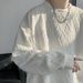 Men’s Oversized Baroque Print Crewneck Sweatshirt – Heavyweight Drop Shoulder Minimalist Pullover (White/Black, M-5XL)_viptrois.com