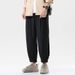 Men's Clothing Spring And Summer Pants Ice Silk Trousers Casual Pants Loose Straight Pants Handsome Nine Point Sports Pants_viptrois.com