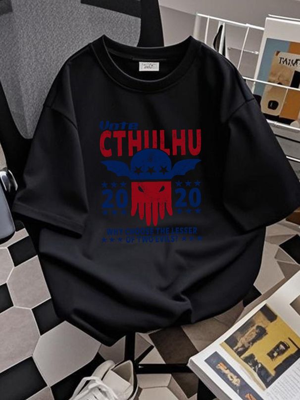 Vote Cthulhu 2024 Why Choose The Lesser Of Two Evils Supporter T Shirt Soft Top For Everyday Wear Casual Streetwear Unisex Breathable Fashion_viptrois.com