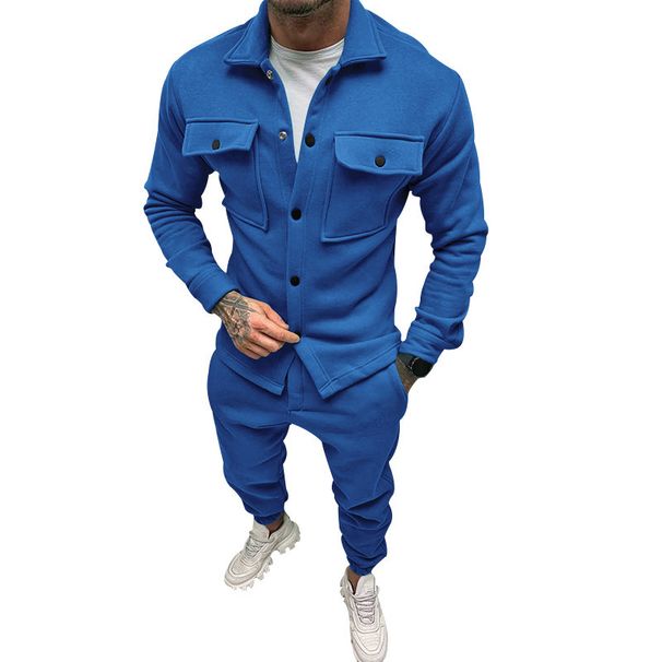 Men's Clothing Large Size Fashion Men's Suit Spring And Autumn Two Piece Suit Suede Casual Jacket Pants_viptrois.com