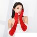 Christmas Red velvet gloves Christmas Annual party Long birthday party dinner Cosplay costume performance accessories_viptrois.com