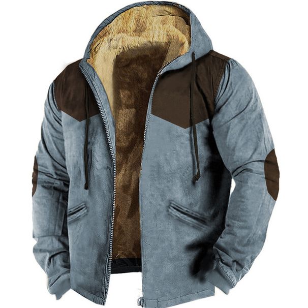 Men's Hooded Fleece-Lined Zip-Up Jacket – 3D Digital Print Streetwear, Winter Warm Pullover, Polyester Shell & Lining, Oversized Fit_viptrois.com