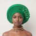 Elegant Embellished Lace Layered Headwrap For Weddings & Parties - Adjustable Gele Head Tie In Multiple Colors Aoto Gele Baotou Hat_viptrois.com