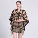Shawl cape Lady's plaid cardigan with fringe plaid cape woolen coat_viptrois.com