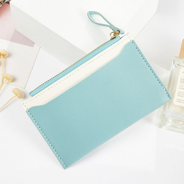 Wallet Card Cases Card Holder Women Zipper Coin Purse PU Leather Stitching Contrast Color ID Card Small Fresh Wallet_viptrois.com
