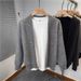 Pure Cleanfit Coffee Color V-Neck Sweater Men's Autumn Winter Lazy Style Thick Knitted Cardigan High-End Feel Jacket_viptrois.com