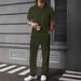 Texture Knitted Polo Shirt Men's Short Sleeved Trousers Suit Two Piece Set_viptrois.com