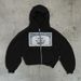 Men's Clothing Personality Street Banknote Pattern Printed Hoodie Unisex Loose Hooded Zipper Sweatshirt_viptrois.com