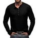 Men's Casual Long Sleeve Button-Up T-Shirt - Classic Round Neck Solid Color Top For Outdoor & Daily Wear_viptrois.com